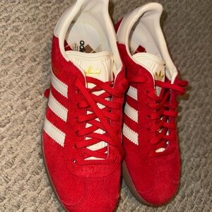 Adidas Red Sneakers with White Stripes